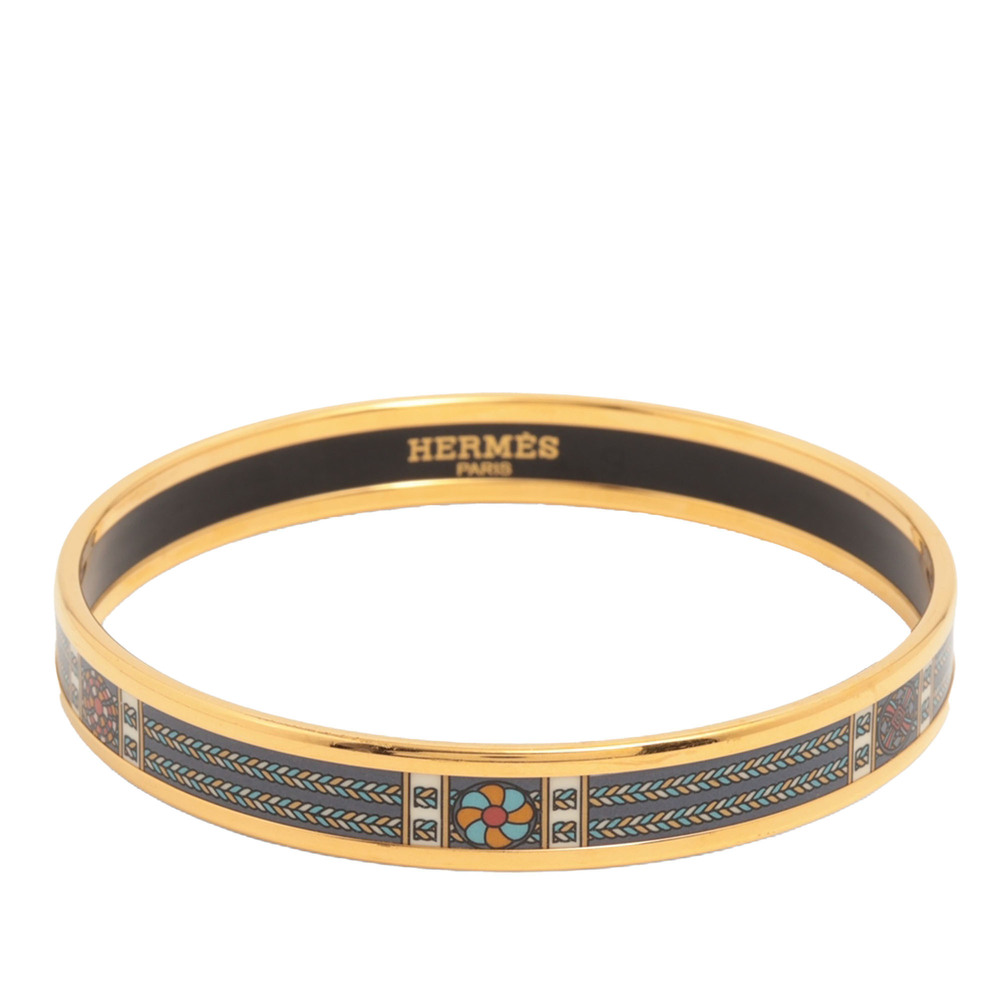Pre-Loved Hermes Narrow Printed Enamel Bangle 65